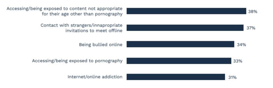 A recent eSafety Research Study carried out by the eSafety Commissioner (Australian Government) found that the parental concerns with their children accessing the internet covered 5 areas: