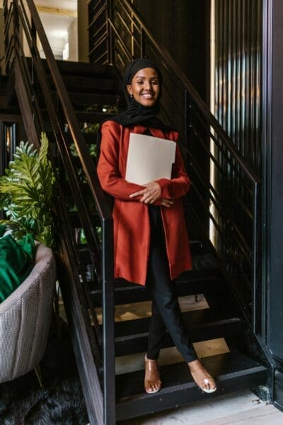 Job interview outfit women can experiment with bold colours and accessories