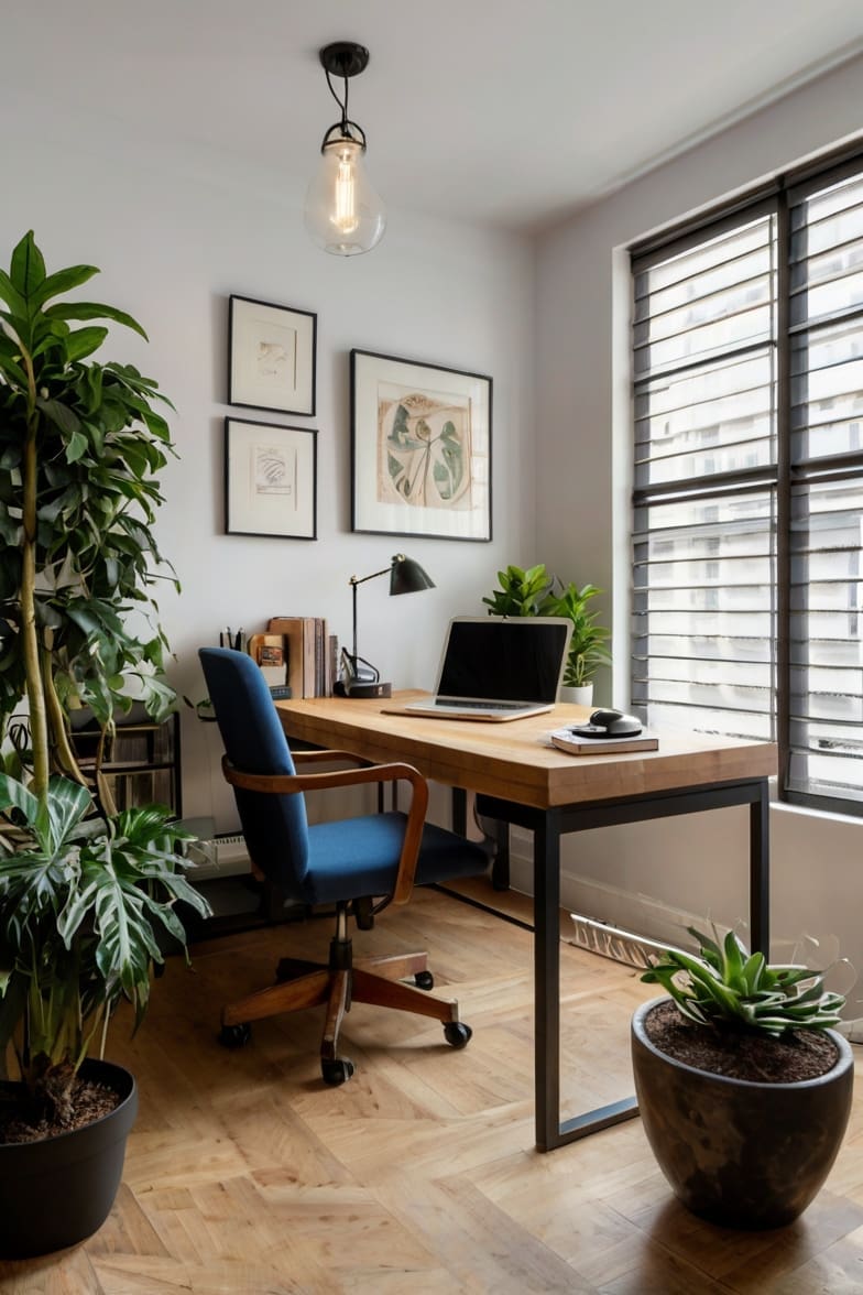 This seems to be a growing trend to incorporate indoor plants into a home office